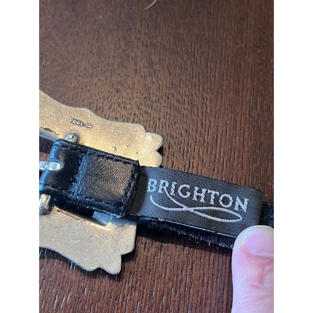 Vintage Brighton 1994 Western Concho Leather Belt USA Black Silver 36.5